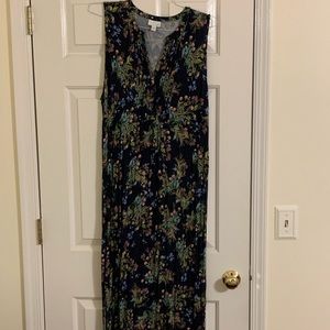 J. Jill maxi dress, navy blue print, size L.